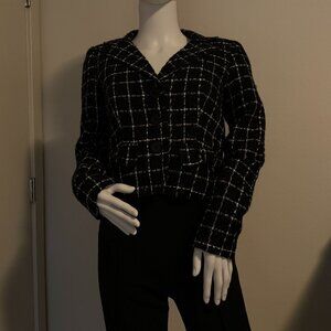 Rampage Black & White Patterned Blazer Size Medium